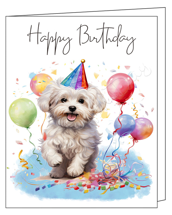 Happy Birthday Greeting Cards Maltese - Cute Note Cards for Dog Lovers - Blank Inside Envelope Included, GCHB00202