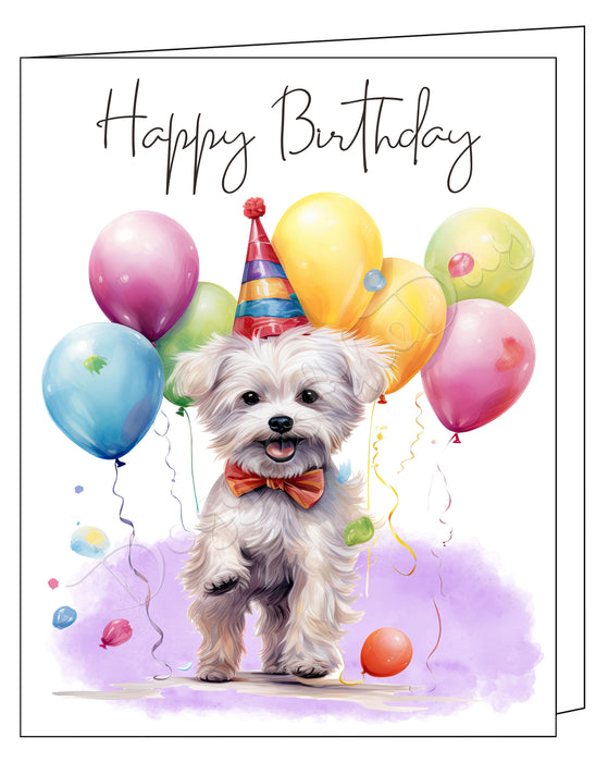 Happy Birthday Greeting Cards Maltese - Cute Note Cards for Dog Lovers - Blank Inside Envelope Included, GCHB00203