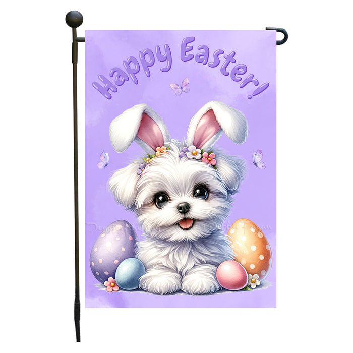 Maltese Dog Farmhouse Easter Garden Flag Puppy Eggs Porch Yard Outdoor Décor 12x18 Inch Single Side and Double Sided