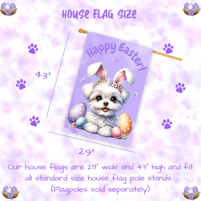 Maltese Easter House Flag Puppy Spring Outdoor Home Decorative Holiday Decor 28x40 Inch Double-Sided