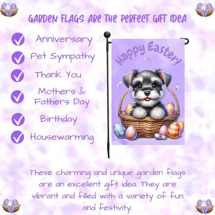 Schnauzer Dog Lover Easter Garden Flag Puppy Eggs Spring Outdoor Yard Décor 12x18 Inch Single Side and Double Sided