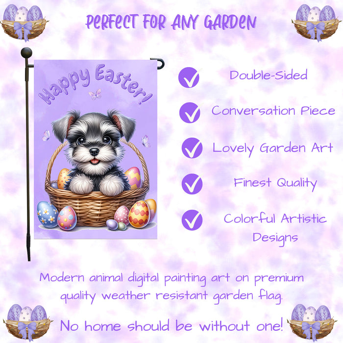 Schnauzer Dog Lover Easter Garden Flag Puppy Eggs Spring Outdoor Yard Décor 12x18 Inch Single Side and Double Sided