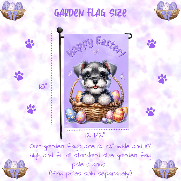 Schnauzer Dog Lover Easter Garden Flag Puppy Eggs Spring Outdoor Yard Décor 12x18 Inch Single Side and Double Sided