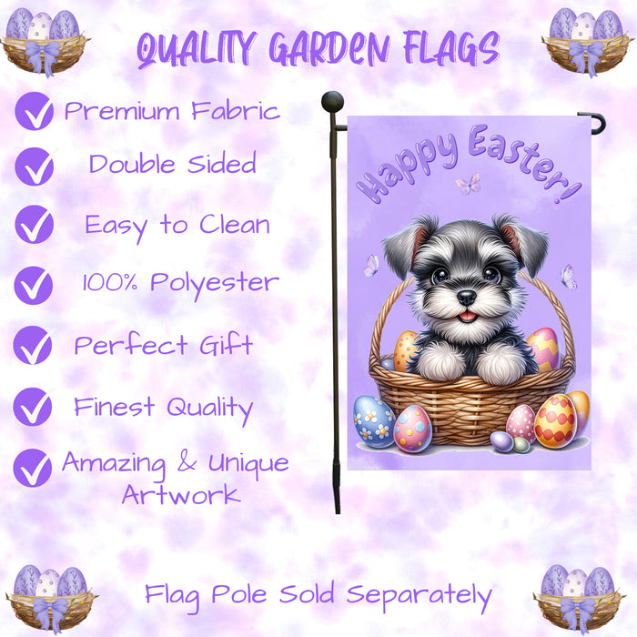 Schnauzer Dog Lover Easter Garden Flag Puppy Eggs Spring Outdoor Yard Décor 12x18 Inch Single Side and Double Sided