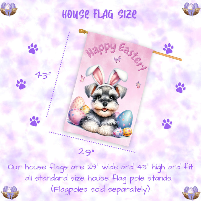 Schnauzer Easter Dog House Flag Spring Yard Decor Home Outdoor Decor Flag 28x40 Inch Double-Sided