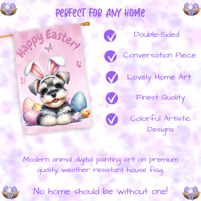 Schnauzer Easter Dog House Flag Spring Yard Decor Home Outdoor Decor Flag 28x40 Inch Double-Sided