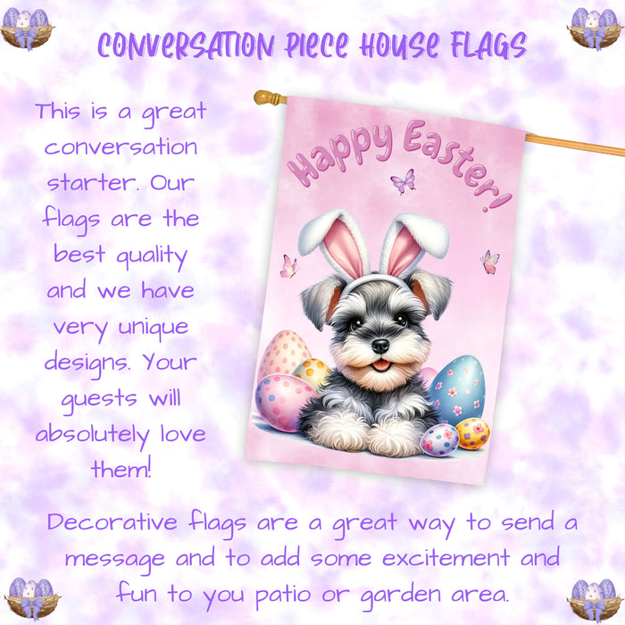 Schnauzer Easter Dog House Flag Spring Yard Decor Home Outdoor Decor Flag 28x40 Inch Double-Sided