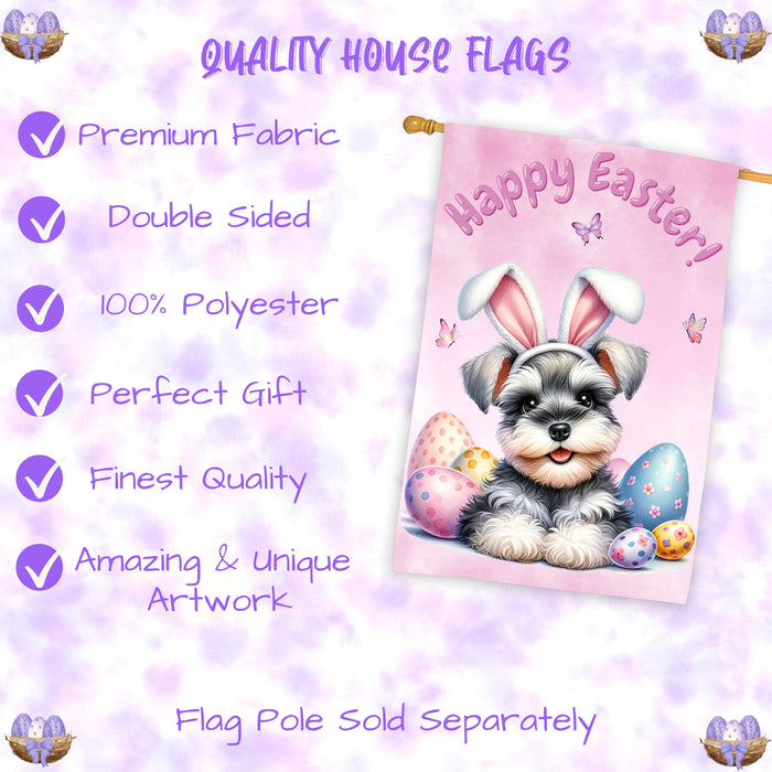 Schnauzer Easter Dog House Flag Spring Yard Decor Home Outdoor Decor Flag 28x40 Inch Double-Sided