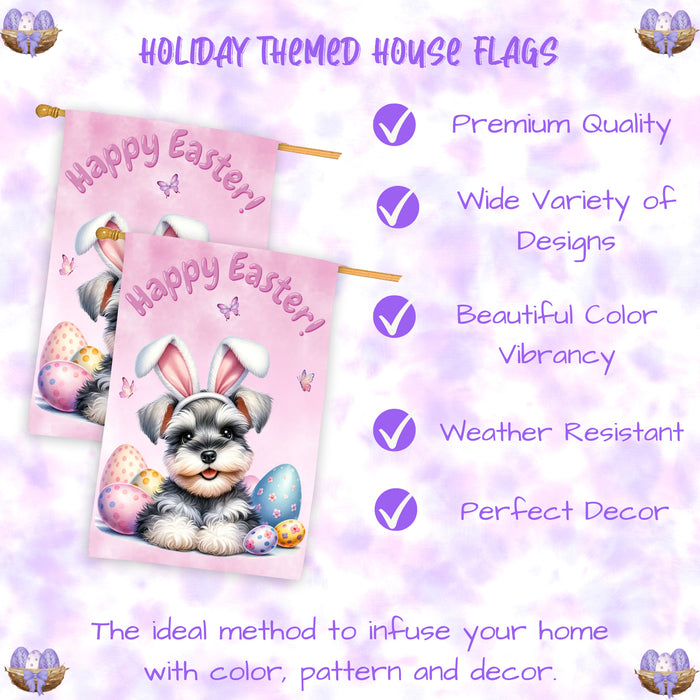 Schnauzer Easter Dog House Flag Spring Yard Decor Home Outdoor Decor Flag 28x40 Inch Double-Sided