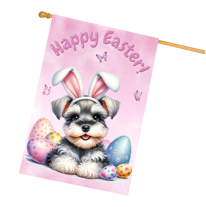 Schnauzer Easter Dog House Flag Spring Yard Decor Home Outdoor Decor Flag 28x40 Inch Double-Sided