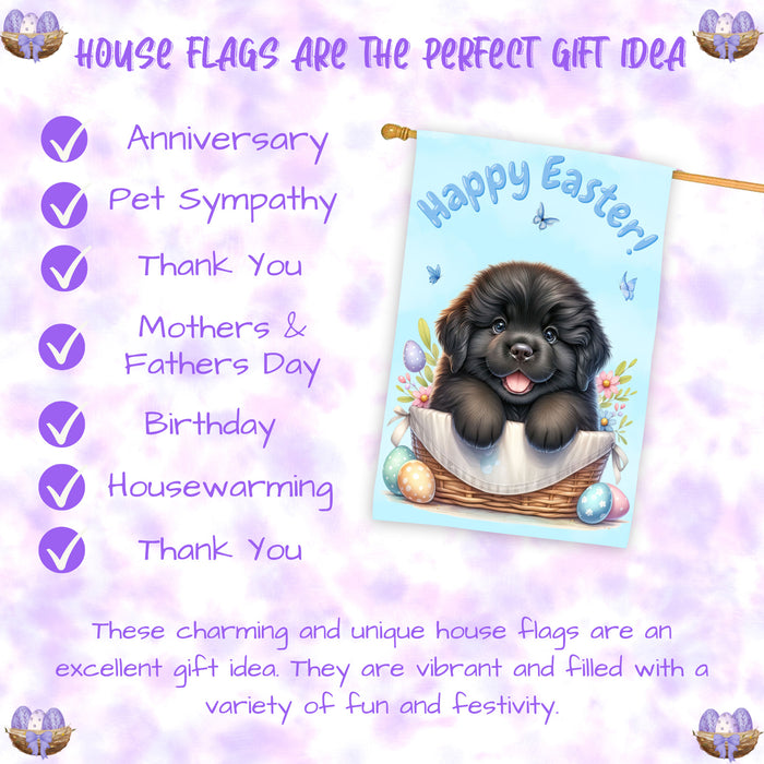 Newfoundland Spring Easter Puppy House Flag Home Outdoor Decorative Dog Gifts 28x40 Inch Double-Sided