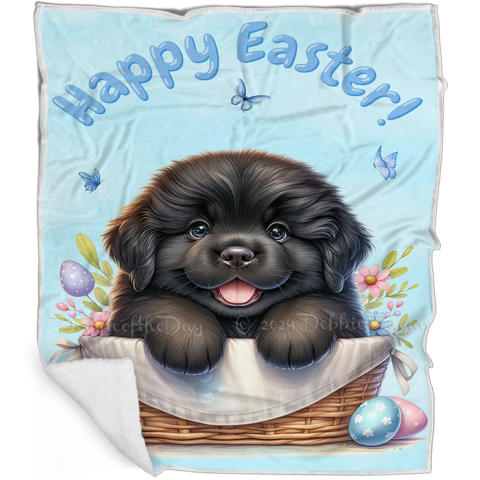 Easter Egg Hunt Newfoundland  with Bunny Ears Happy Easter Holiday Blanket, EGHNTBLNKTDG00071
