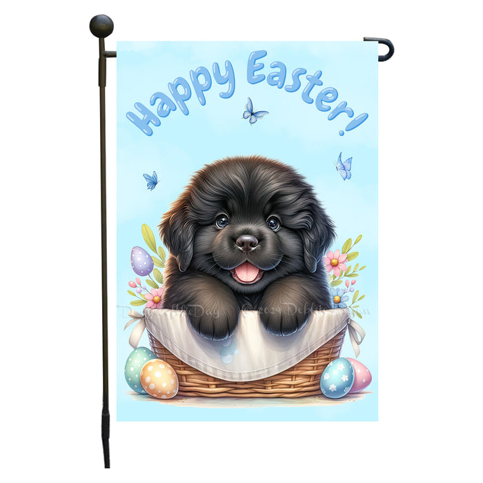Newfoundland Dog Spring Easter Garden Flag Puppy Eggs Outdoor Yard Decor Gift 12x18 Inch Single Side and Double Sided