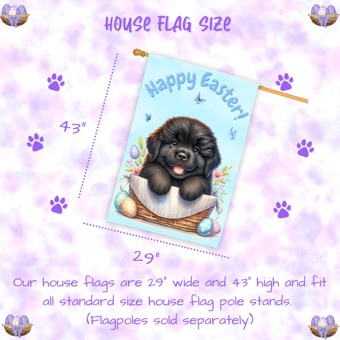Newfoundland Spring Easter Puppy House Flag Home Outdoor Decorative Dog Gifts 28x40 Inch Double-Sided