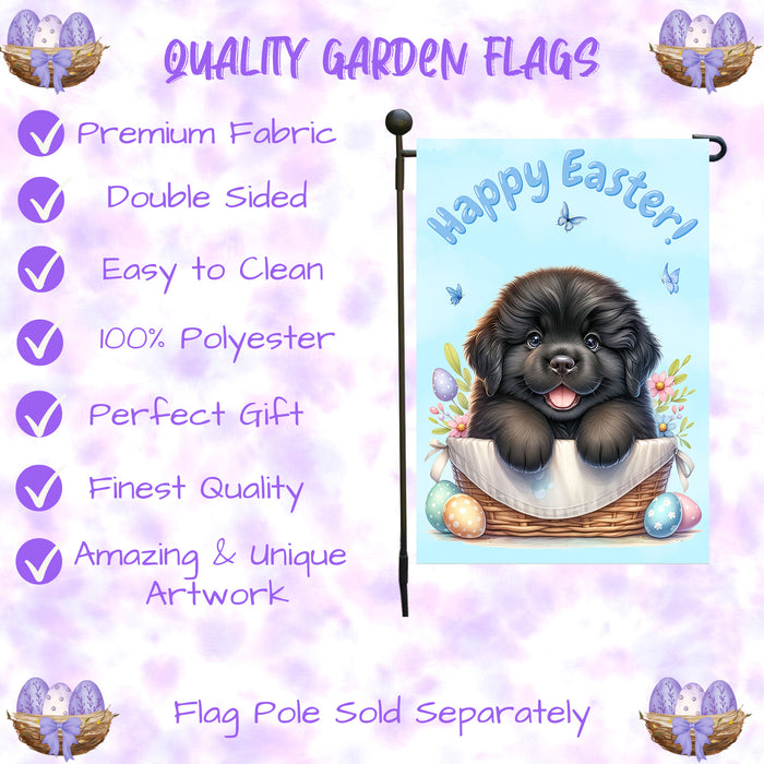 Newfoundland Dog Spring Easter Garden Flag Puppy Eggs Outdoor Yard Decor Gift 12x18 Inch Single Side and Double Sided