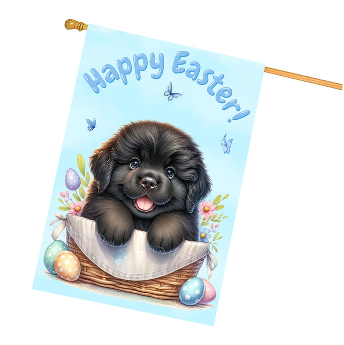 Newfoundland Spring Easter Puppy House Flag Home Outdoor Decorative Dog Gifts 28x40 Inch Double-Sided