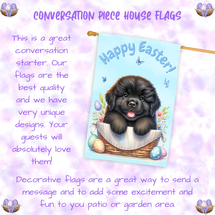 Newfoundland Spring Easter Puppy House Flag Home Outdoor Decorative Dog Gifts 28x40 Inch Double-Sided