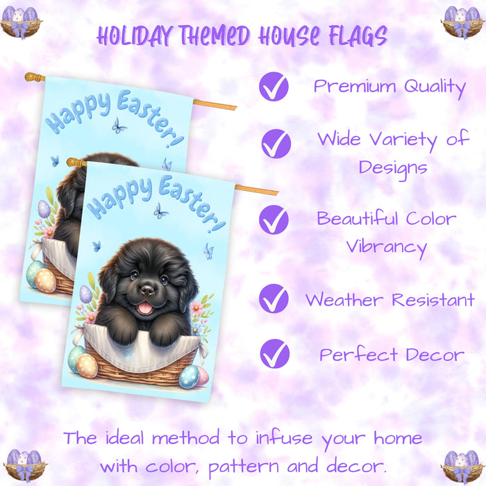 Newfoundland Spring Easter Puppy House Flag Home Outdoor Decorative Dog Gifts 28x40 Inch Double-Sided