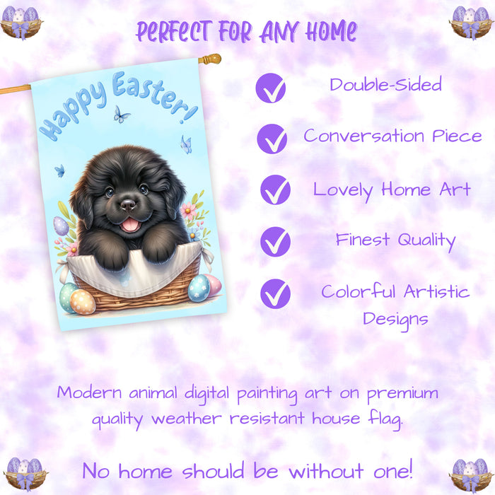 Newfoundland Spring Easter Puppy House Flag Home Outdoor Decorative Dog Gifts 28x40 Inch Double-Sided