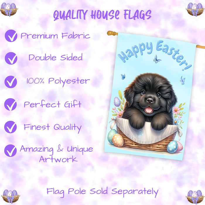 Newfoundland Spring Easter Puppy House Flag Home Outdoor Decorative Dog Gifts 28x40 Inch Double-Sided