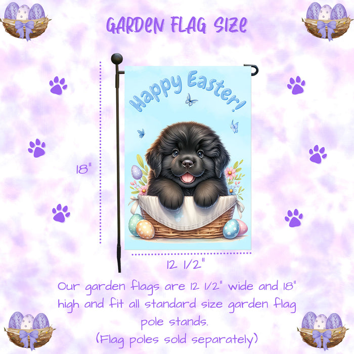 Newfoundland Dog Spring Easter Garden Flag Puppy Eggs Outdoor Yard Decor Gift 12x18 Inch Single Side and Double Sided