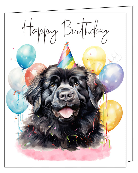 Happy Birthday Greeting Cards Newfoundland - Cute Note Cards for Dog Lovers - Blank Inside Envelope Included, GCHB00209