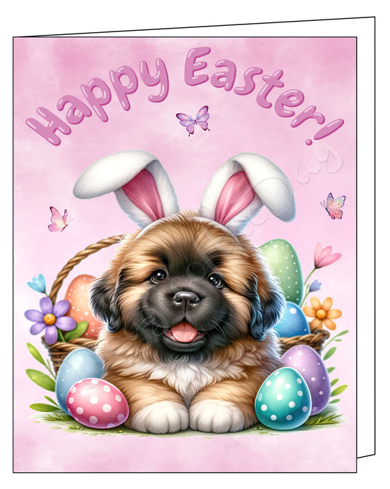 Happy Easter Newfoundland Greeting Cards, Spring Holiday Notecards Blank Inside Envelopes Included, Unique Easter Egg Cards for Dog Lovers