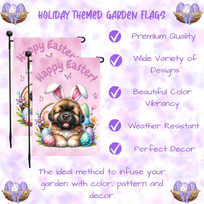 Newfoundland Dog Spring Easter Garden Flag Puppy Eggs Outdoor Yard Porch Décor 12x18 Inch Single Side and Double Sided