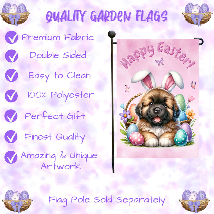 Newfoundland Dog Spring Easter Garden Flag Puppy Eggs Outdoor Yard Porch Décor 12x18 Inch Single Side and Double Sided