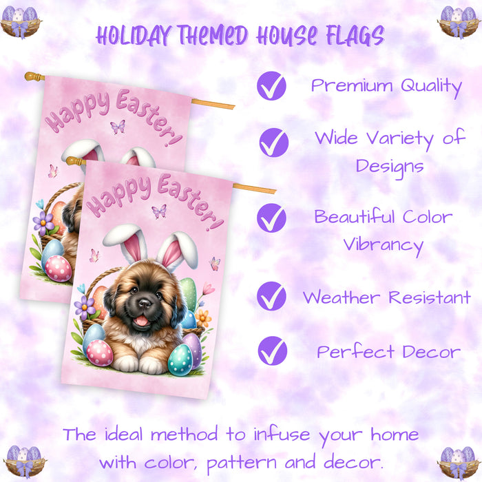 Newfoundland Easter Dog House Flag Spring Yard Decor Farmhouse Home Décor Gifts 28x40 Inch Double-Sided