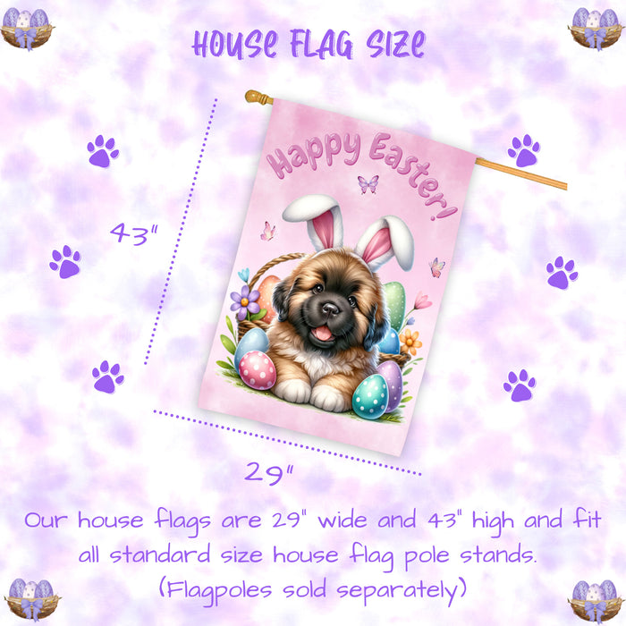 Newfoundland Easter Dog House Flag Spring Yard Decor Farmhouse Home Décor Gifts 28x40 Inch Double-Sided