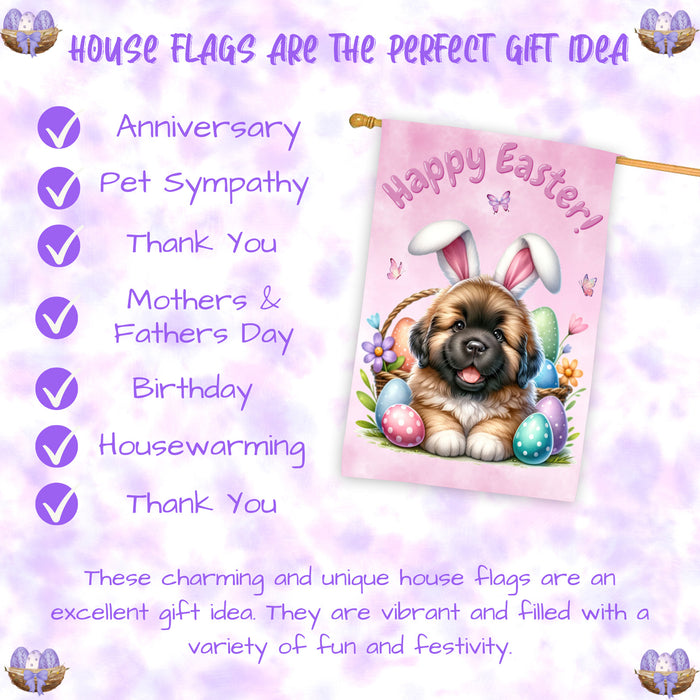 Newfoundland Easter Dog House Flag Spring Yard Decor Farmhouse Home Décor Gifts 28x40 Inch Double-Sided