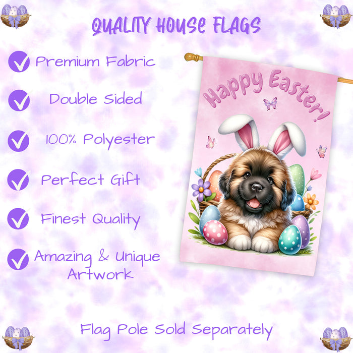Newfoundland Easter Dog House Flag Spring Yard Decor Farmhouse Home Décor Gifts 28x40 Inch Double-Sided