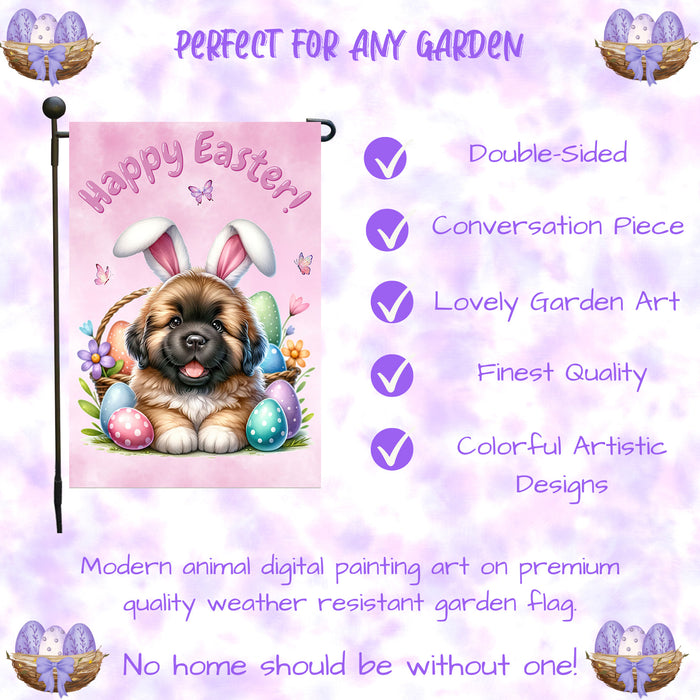 Newfoundland Dog Spring Easter Garden Flag Puppy Eggs Outdoor Yard Porch Décor 12x18 Inch Single Side and Double Sided