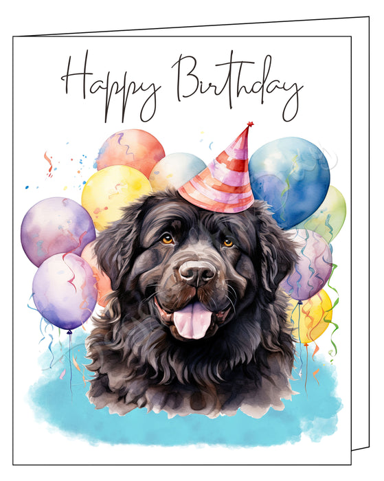 Happy Birthday Greeting Cards Newfoundland - Cute Note Cards for Dog Lovers - Blank Inside Envelope Included, GCHB00210