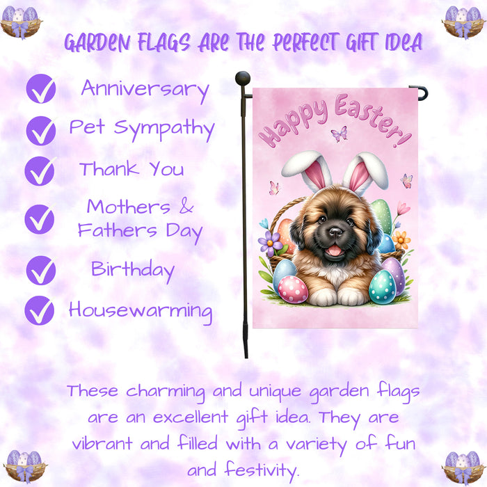 Newfoundland Dog Spring Easter Garden Flag Puppy Eggs Outdoor Yard Porch Décor 12x18 Inch Single Side and Double Sided