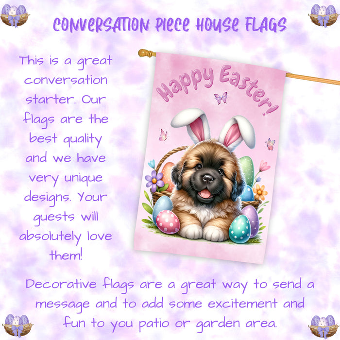 Newfoundland Easter Dog House Flag Spring Yard Decor Farmhouse Home Décor Gifts 28x40 Inch Double-Sided
