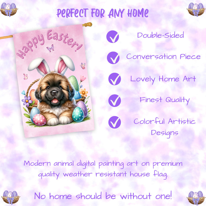 Newfoundland Easter Dog House Flag Spring Yard Decor Farmhouse Home Décor Gifts 28x40 Inch Double-Sided