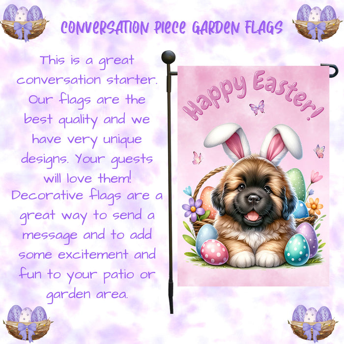 Newfoundland Dog Spring Easter Garden Flag Puppy Eggs Outdoor Yard Porch Décor 12x18 Inch Single Side and Double Sided