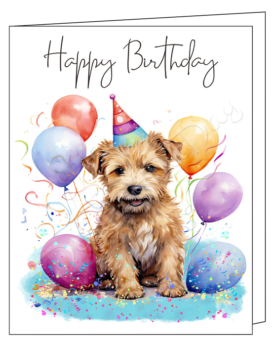 Happy Birthday Greeting Cards Norfolk Terrier - Cute Note Cards for Dog Lovers - Blank Inside Envelope Included, GCHB00211