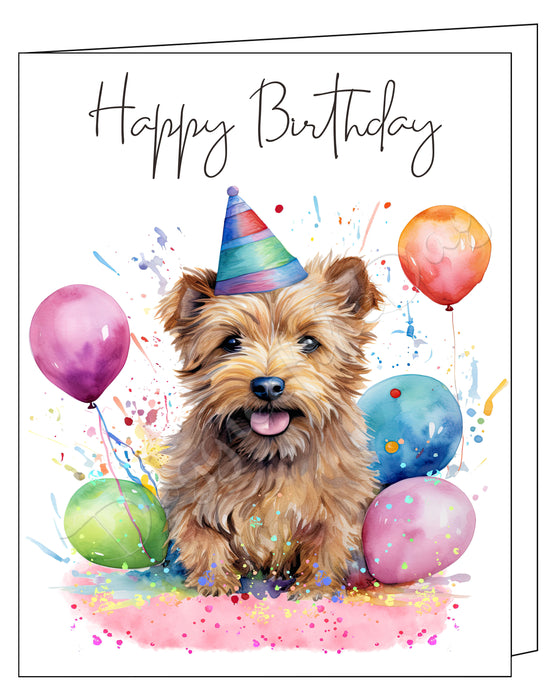 Happy Birthday Greeting Cards Norfolk Terrier - Cute Note Cards for Dog Lovers - Blank Inside Envelope Included, GCHB00212