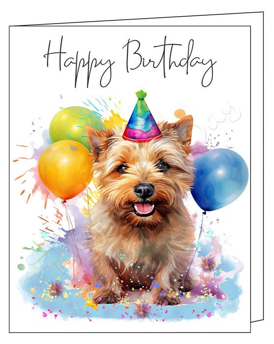 Happy Birthday Greeting Cards Norfolk Terrier - Cute Note Cards for Dog Lovers - Blank Inside Envelope Included, GCHB00213