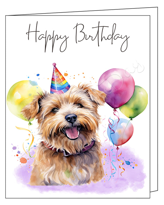 Happy Birthday Greeting Cards Norfolk Terrier - Cute Note Cards for Dog Lovers - Blank Inside Envelope Included, GCHB00214