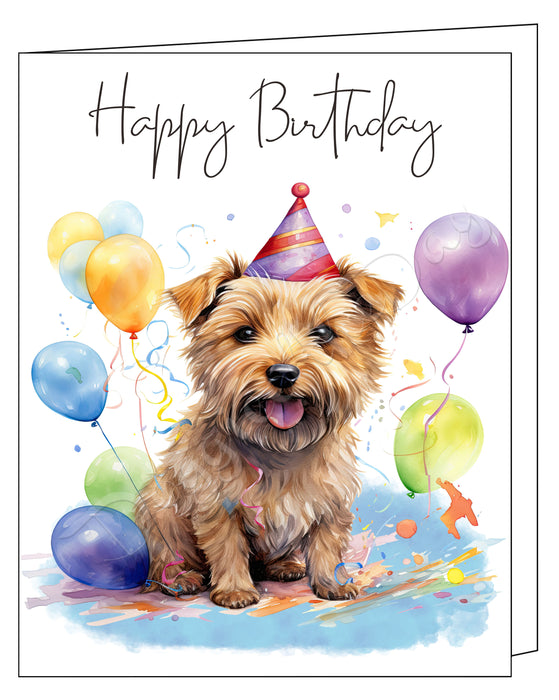 Happy Birthday Greeting Cards Norfolk Terrier - Cute Note Cards for Dog Lovers - Blank Inside Envelope Included, GCHB00215