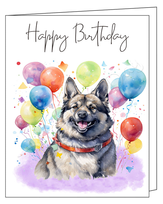 Happy Birthday Greeting Cards Norwegian Elkhound - Cute Note Cards for Dog Lovers - Blank Inside Envelope Included, GCHB00217