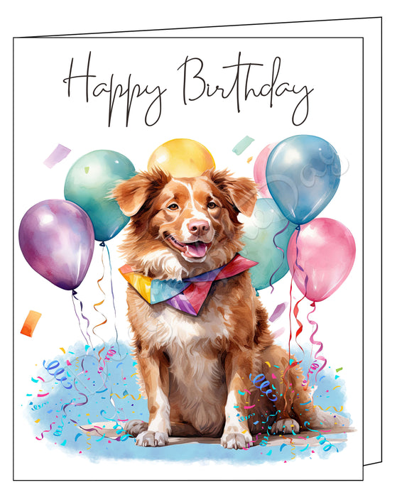 Happy Birthday Greeting Cards Nova Scotia Duck - Cute Note Cards for Dog Lovers - Blank Inside Envelope Included, GCHB00220
