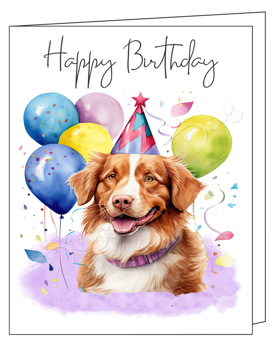 Happy Birthday Greeting Cards Nova Scotia Duck - Cute Note Cards for Dog Lovers - Blank Inside Envelope Included, GCHB00219