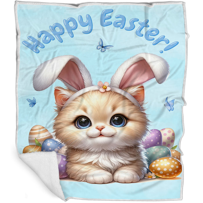 Easter Egg Hunt Orange Cat Happy Easter Holiday Blanket EGHNTBLK036