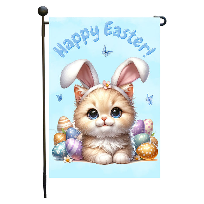Easter Orange Cat Garden Flag, Cute Happy Easter, Egg Hunt Basket, Personalized Double Sided Flag Yard Outdoor Decoration, EGHNT00036