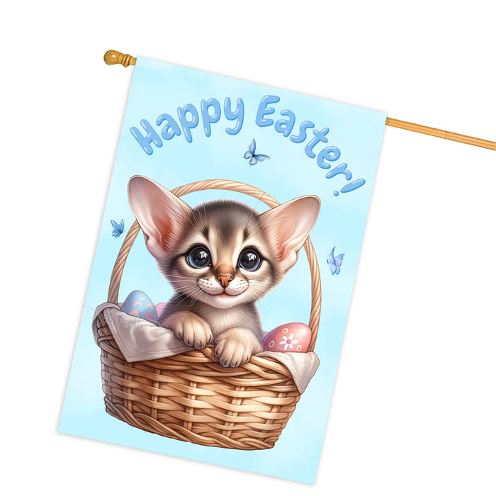 Happy Easter Oriental Shorthair Cat, Egg Hunt House Flags for Home Decorations - Double Sided Yard Lawn Easter Festival Decorative Gift - Holiday Cats Flag Decor 28"w x 40"h, EGHNT00037